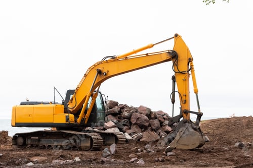 Preview: Erosion control and shoreline restoration construction equipment along Lake Michigan