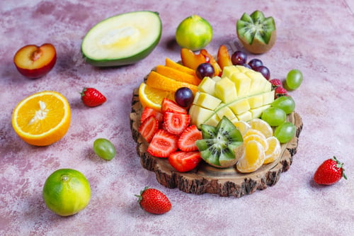 Preview: Fruits and berries platter,vegan cuisine.