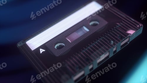 Preview: Radio tape recorder, audio cassette. Retro music concept. 3d illustration