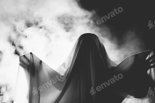 Preview: Scary ghost in dark, spooky halloween night
