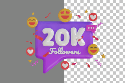Preview: 20K Followers 3D Icon