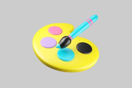 Preview: Colorful paint palette with brush