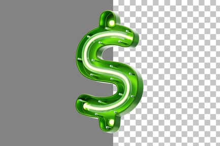 Preview: Neon Dollar Symbol 3D Icon