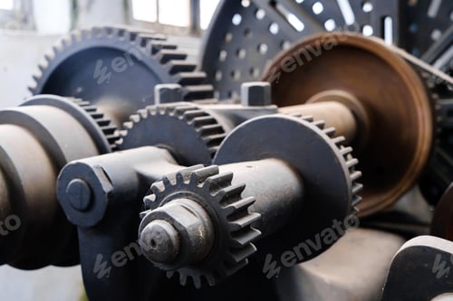 Preview: Old machinery from the 19th century to treat metal, exhibited in a museum.