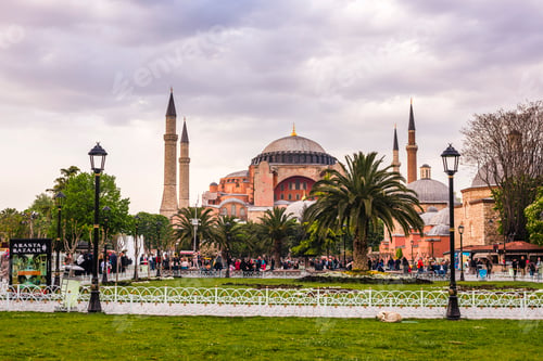 Preview: Hagia Sophia (Aya Sofya) seen from Sultanahmet Square Park and Gardens, Istanbul, Turkey, Eastern Eu