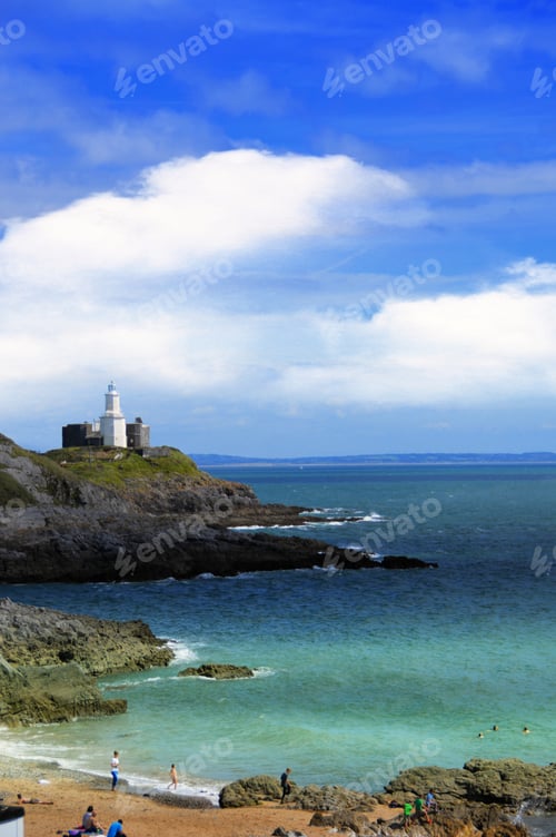 Preview: Rocky coast with white lighthouse