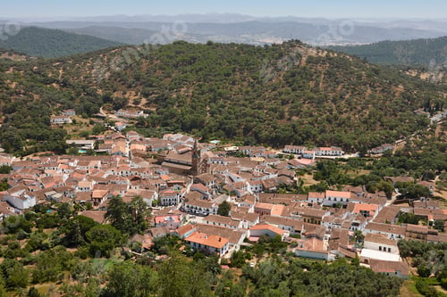Preview: Picturesque andalusian village of Alajar from Arias Montano viewpoint. Huelva