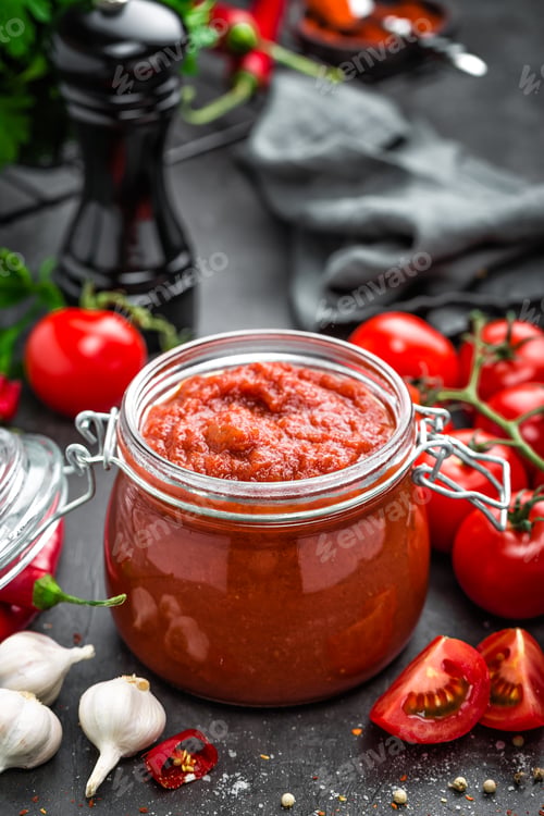 Homemade Tomato Sauce in Glass Jar