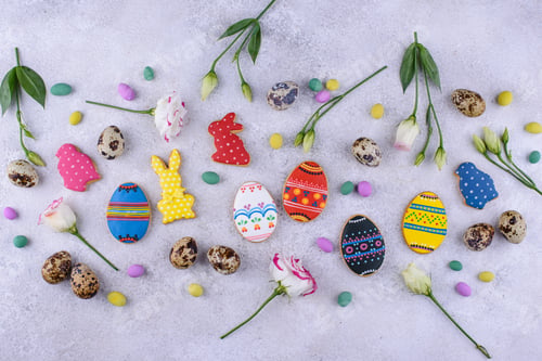Preview: Easter cookies in shape of eggs and bunny
