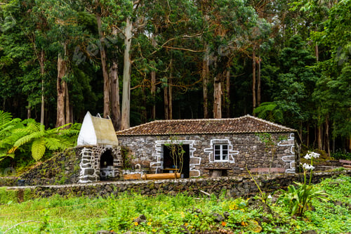 Preview: Traditional stone cottage in Recreation area in Mata da Serreta Forest Reserve in Terceira Island