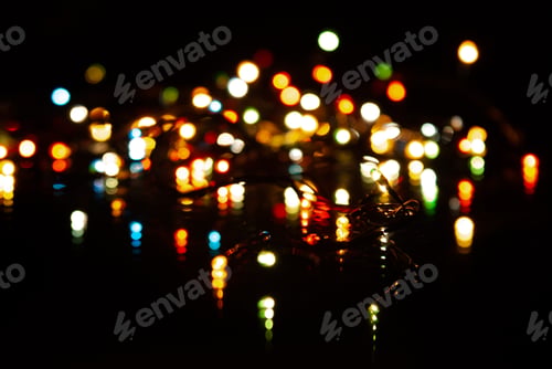Preview: colored blurred bokeh christmas garlands