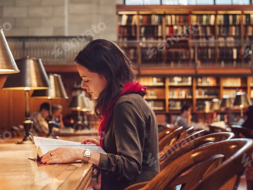 Preview: Young woman in the library