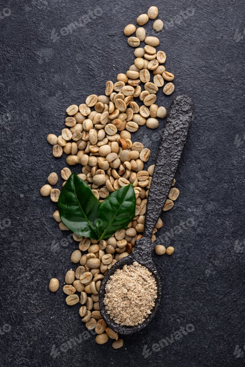 Preview: Fresh organic green coffee beans.