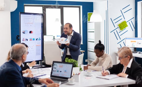 Preview: Angry screaming executive corporate in conference meeting room