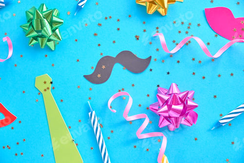 Preview: yellow background, the concept of party time, an invitation to a birthday or other celebration.
