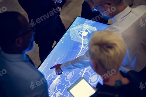 Preview: People in a technology cyber space meeting
