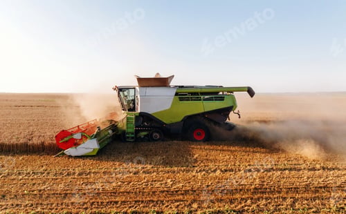 Preview: Agricultural machine harvesting wheat