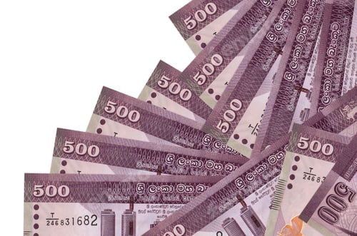 Preview: 500 Sri Lankan rupees bills lies in different order isolated on white