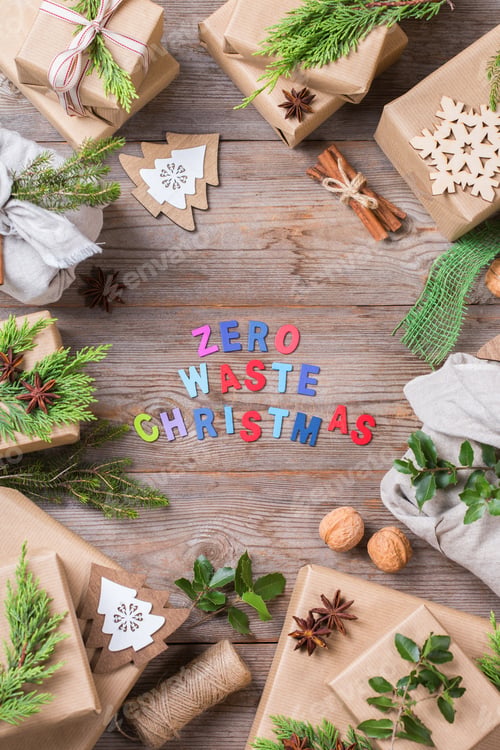 Preview: Zero waste Christmas concept, handmade gift boxes, furoshiki style