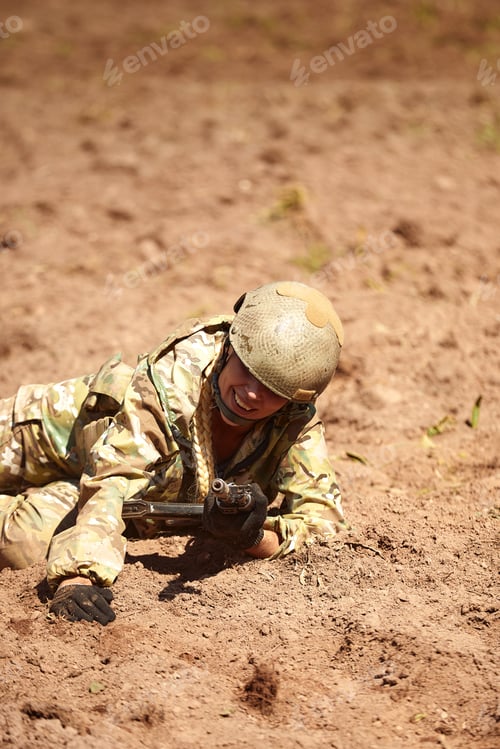 Preview: Special forces soldier with weapon take part in military maneuver. War, army, technology and people