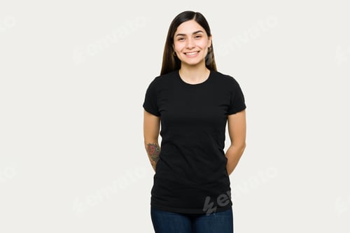 Preview: Female t-shirt mockup template for design print
