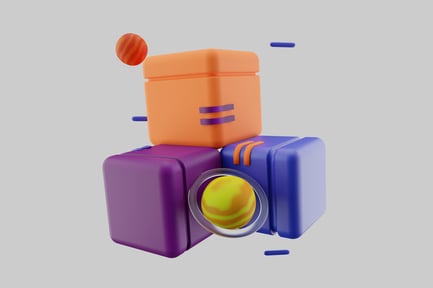 Preview: Colorful cubes with spheres assembly