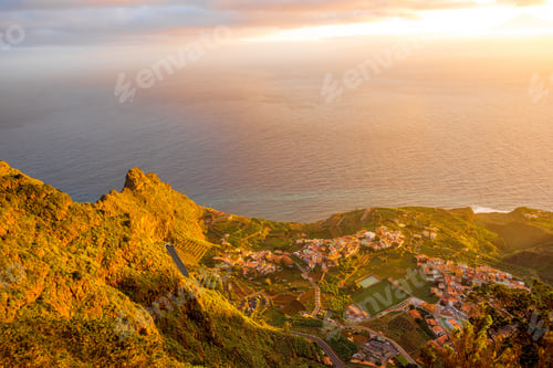 Preview: Top view on Agulo coastal village in Spain