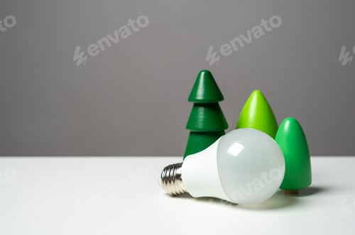 Preview: Economical LED light bulb and tree figurines.