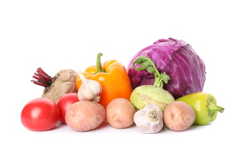 Preview: Composition with ripe organic vegetables isolated. Good harvest