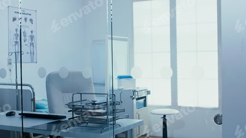 Preview: Handheld of modern private clinic room