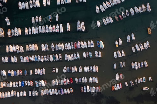 Preview: Aerial view of the small port of Baratti at the first light of dawn