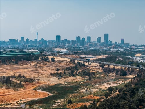 Preview: Johannesburg skyline with landscape foreground.