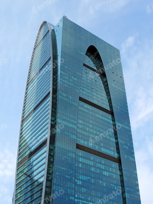 Preview: Modern buildings of glass and steel skyscrapers against the sky