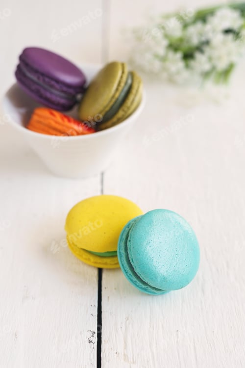 Preview: Colorful macaroons and a cup of coffee