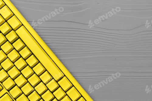 Preview: Yellow computer keyboard on gray background top view