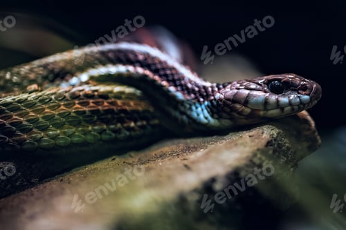 Preview: Snake coiling on rocky surface