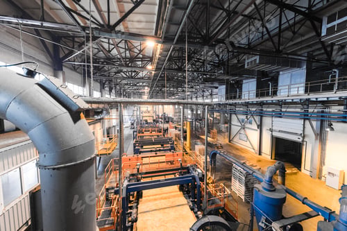 Preview: Fiberglass production industry equipment at manufacture background