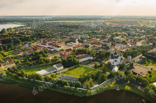 Preview: Top view of the summer city of Nesvizh. Belarus
