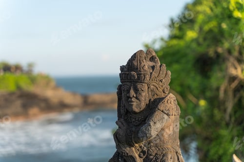 Preview: sculptures of diferents gods in tana lot indonesia hindu