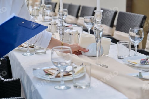 Preview: Catering for events, banquet decorated table, table setting decoration.