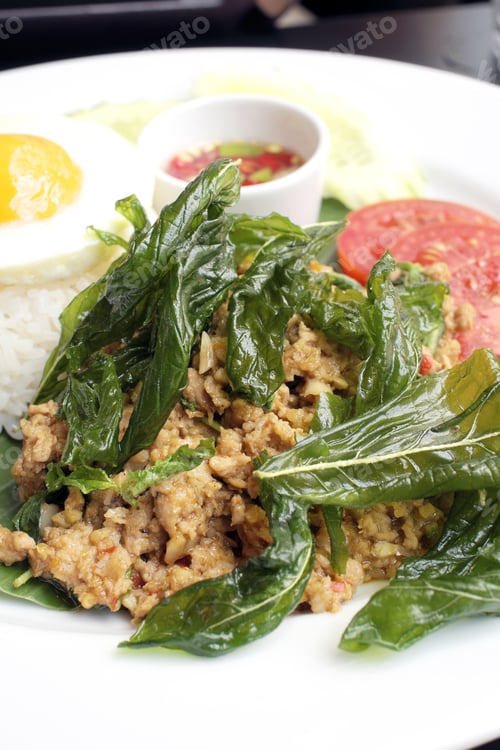 Preview: Pork Spicy Basil Sauce With Rice.