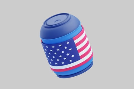 Preview: Cylindrical container with american flag motif