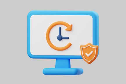 Preview: Computer monitor with clock and shield.