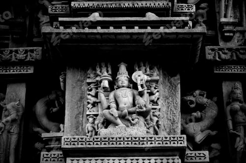 Preview: Stone carving sculptures on Khajuraho Temple, a UNESCO world Heritage site, India.