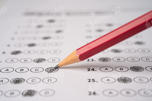 Preview: Answer sheets with Pencil drawing fill to select choice, education concept