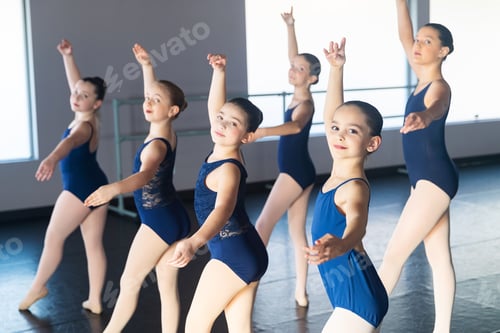 Preview: Group of girls practicing in ballet dance school