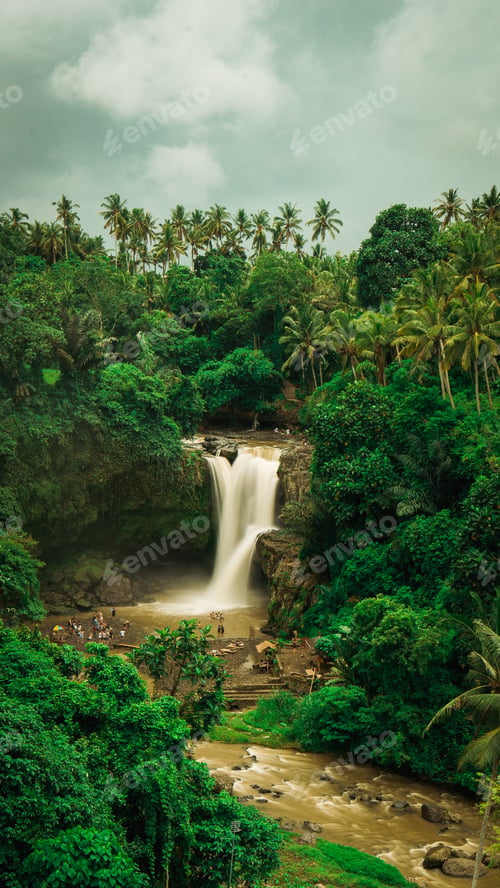 Preview: Tegenungan Waterfall. Ubud in Bali, Indonesia. Vertical orientation
