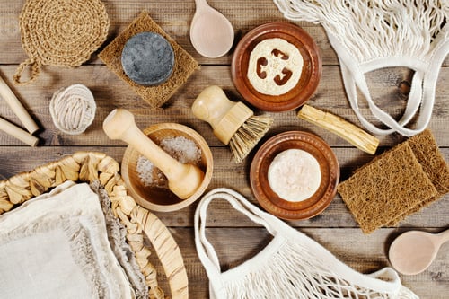 Zero Waste Concept in Domestic Kitchen, Flat Lay