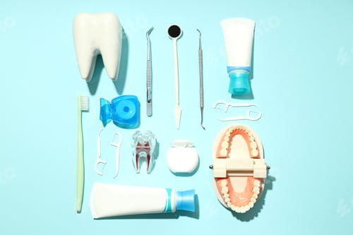 Preview: Concept of dental care or tooth care, top view
