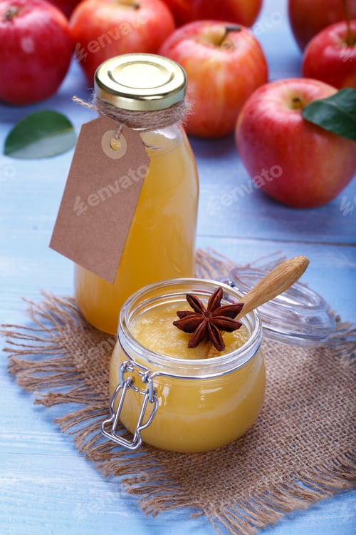 Preview: Ripe apples and juice